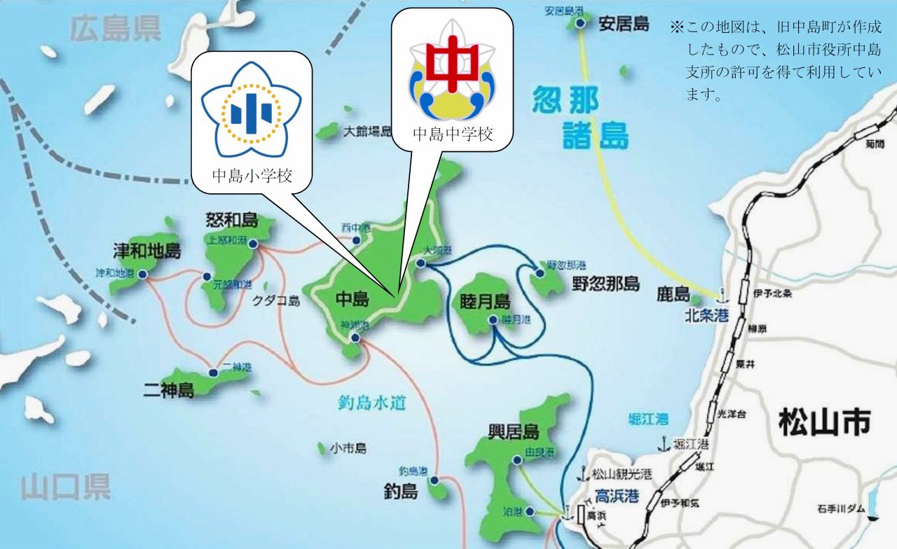 中島小中学校の地図